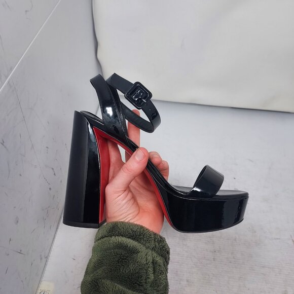 Christian Louboutin Movida Sabina Black Patent Platform Sandal - Picture 3 of 11